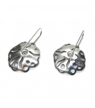 E000833 Sterling Silver Earrings Flowers On Hook With 5mm CZ Solid Stamped 925 Handmade